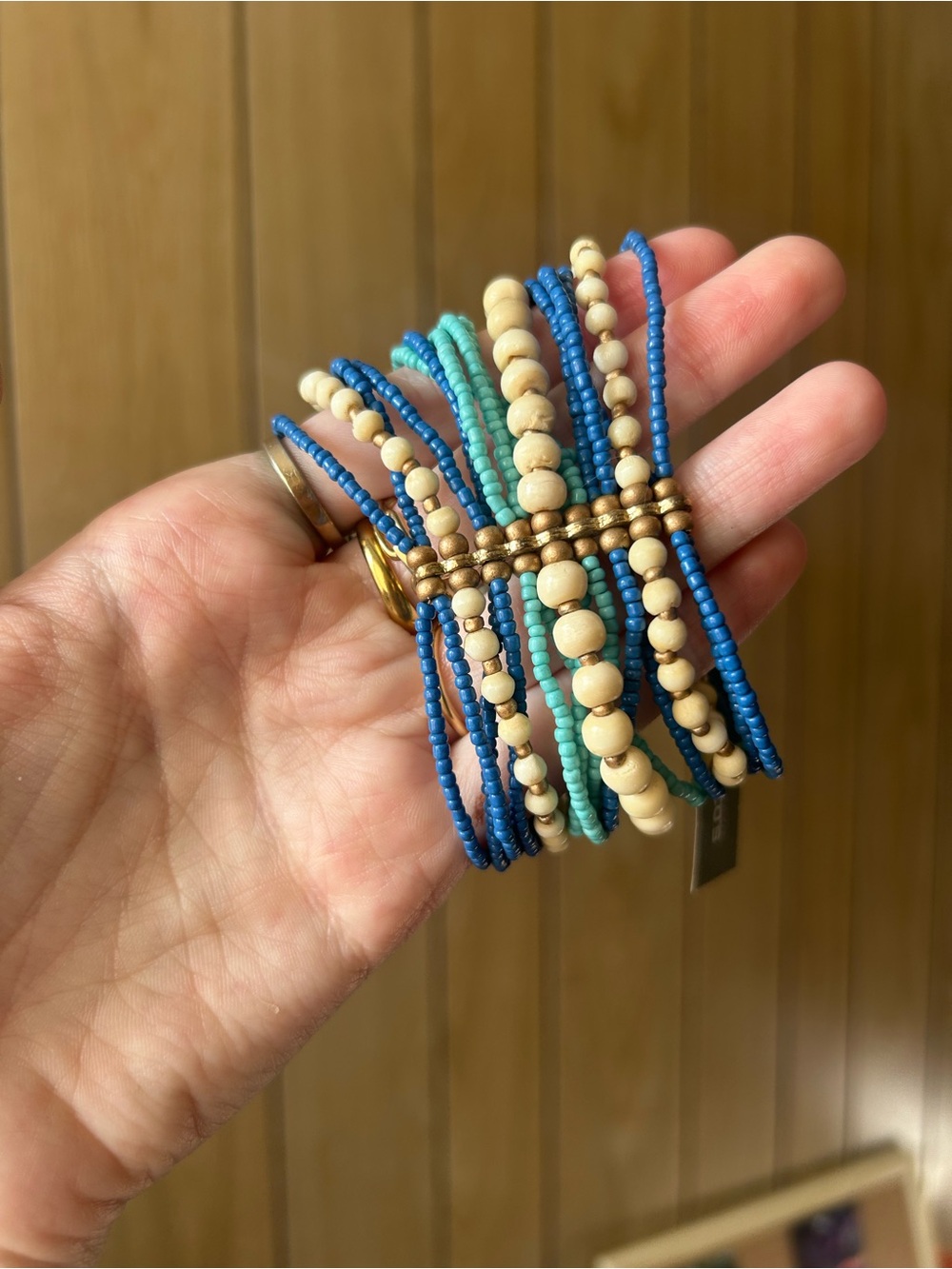 Chicos blue beaded stretch bracelet